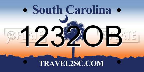 1232OB South Carolina License Plate