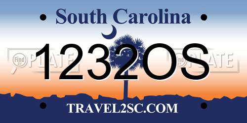 1232OS South Carolina License Plate