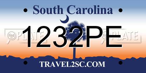 1232PE South Carolina License Plate