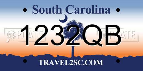 1232QB South Carolina License Plate
