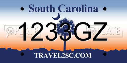 1233GZ South Carolina License Plate