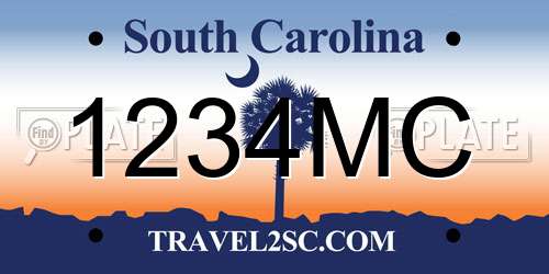 1234MC South Carolina License Plate