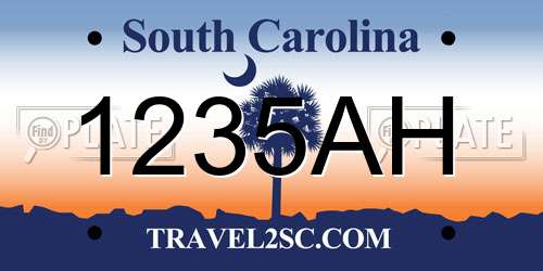 1235AH South Carolina License Plate