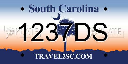 1237DS South Carolina License Plate