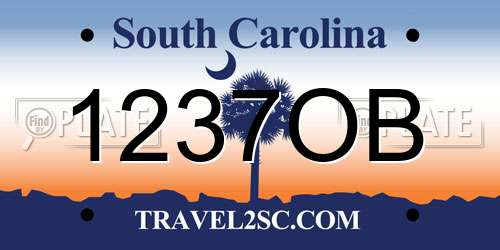 1237OB South Carolina License Plate