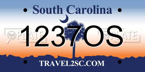 1237OS South Carolina License Plate