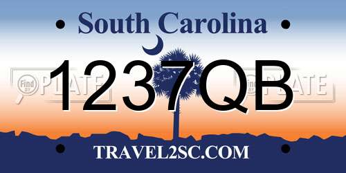 1237QB South Carolina License Plate