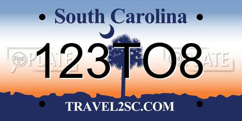 123TO8 South Carolina License Plate