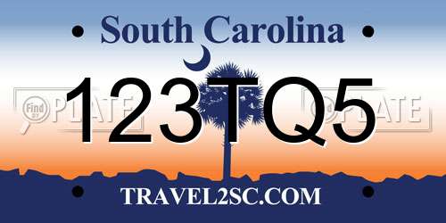 123TQ5 South Carolina License Plate