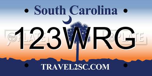 123WRG South Carolina License Plate