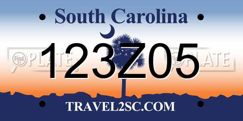 123Z05 South Carolina License Plate