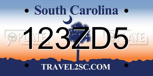 123ZD5 South Carolina License Plate