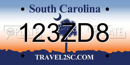123ZD8 South Carolina License Plate