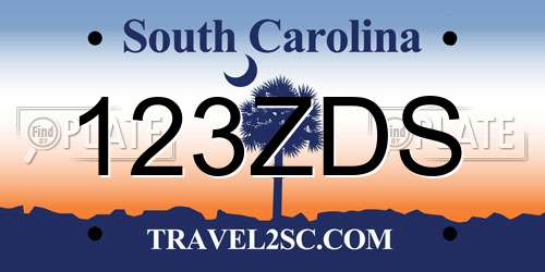 123ZDS South Carolina License Plate