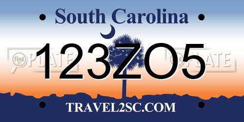 123ZO5 South Carolina License Plate