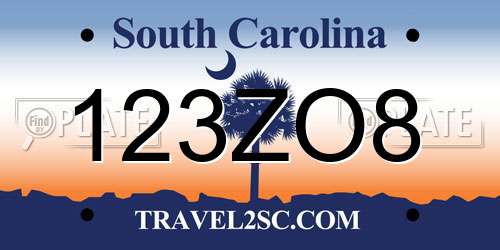 123ZO8 South Carolina License Plate