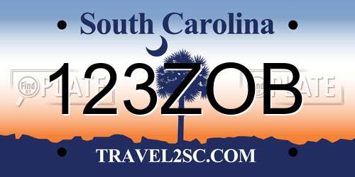123ZOB South Carolina License Plate