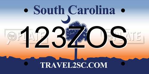123ZOS South Carolina License Plate