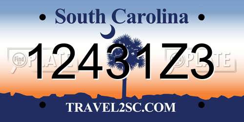 12431Z3 South Carolina License Plate