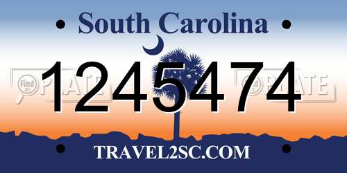 1245474 South Carolina License Plate