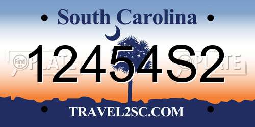 12454S2 South Carolina License Plate
