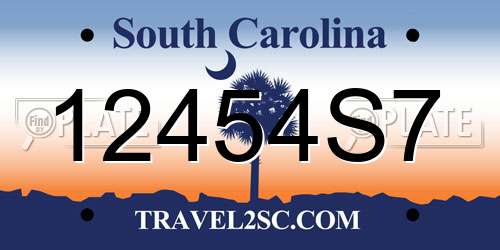 12454S7 South Carolina License Plate