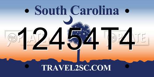 12454T4 South Carolina License Plate