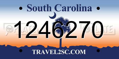 1246270 South Carolina License Plate
