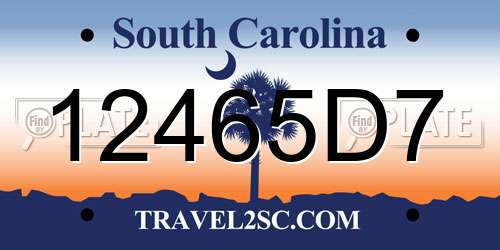 12465D7 South Carolina License Plate