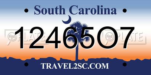 12465O7 South Carolina License Plate