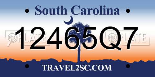 12465Q7 South Carolina License Plate