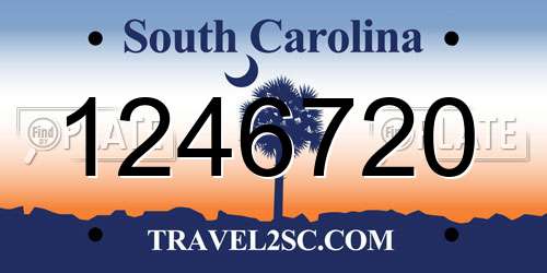 1246720 South Carolina License Plate