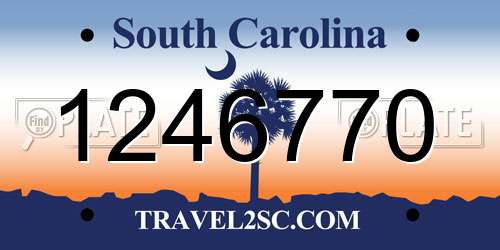 1246770 South Carolina License Plate