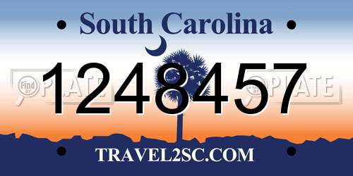 1248457 South Carolina License Plate