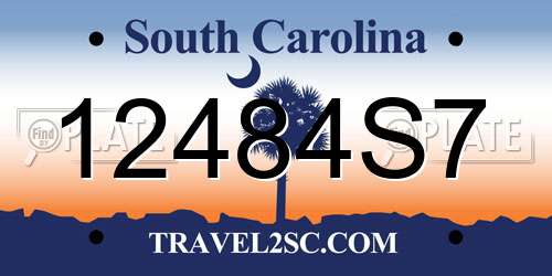 12484S7 South Carolina License Plate
