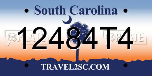 12484T4 South Carolina License Plate