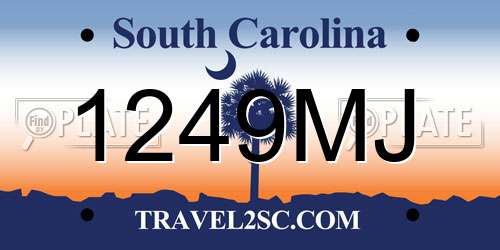 1249MJ South Carolina License Plate