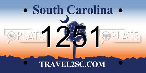 1251 South Carolina License Plate