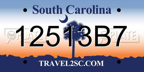 12513B7 South Carolina License Plate