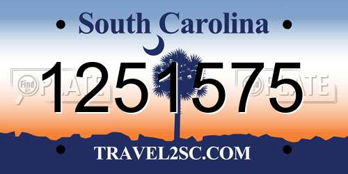 1251575 South Carolina License Plate