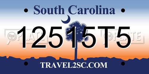 12515T5 South Carolina License Plate