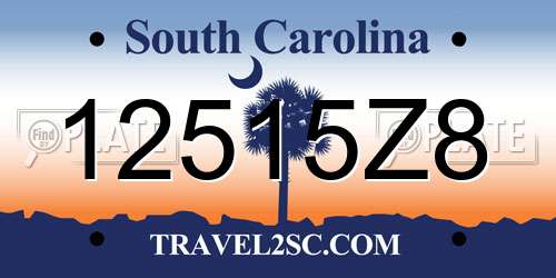 12515Z8 South Carolina License Plate