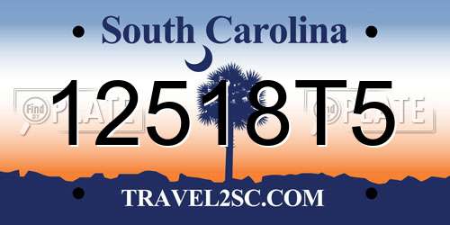 12518T5 South Carolina License Plate