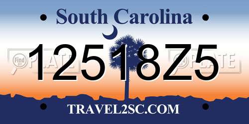 12518Z5 South Carolina License Plate