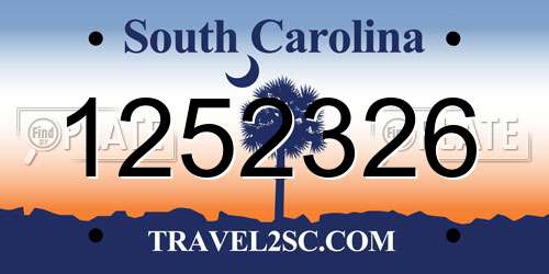 1252326 South Carolina License Plate