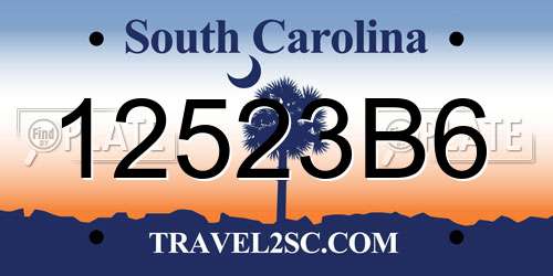 12523B6 South Carolina License Plate