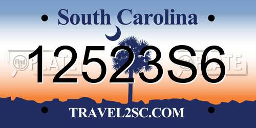 12523S6 South Carolina License Plate