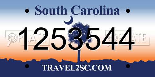 1253544 South Carolina License Plate