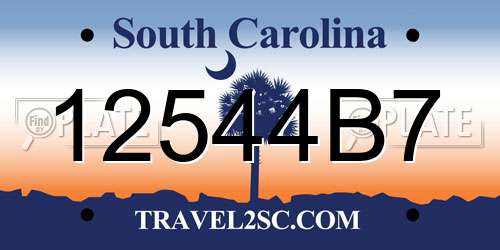12544B7 South Carolina License Plate