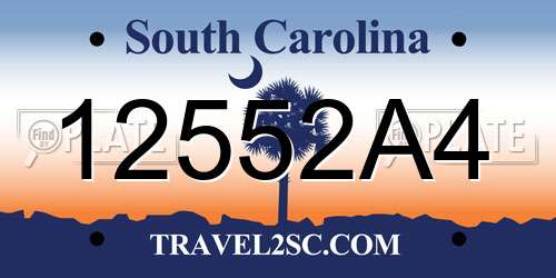 12552A4 South Carolina License Plate